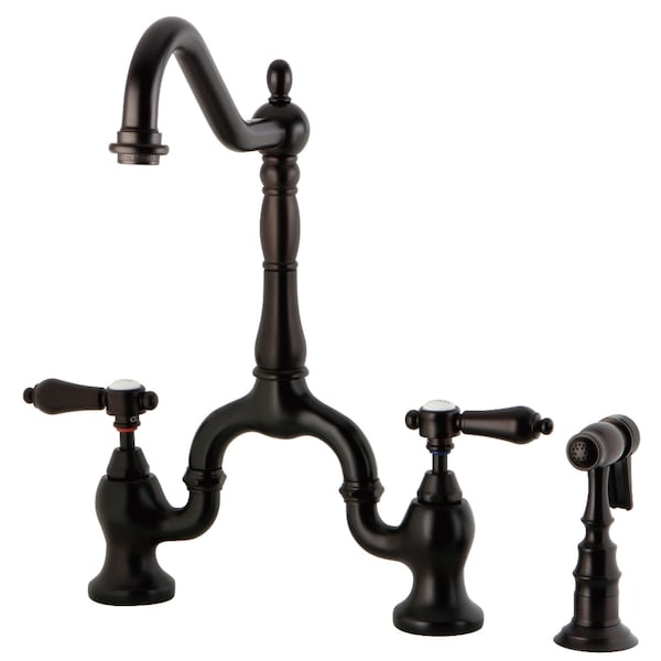 Kingston Brass KS7755BALBS Bridge Kitchen Faucet with Brass Sprayer, Oil Rubbed Bronze KS7755BALBS - main